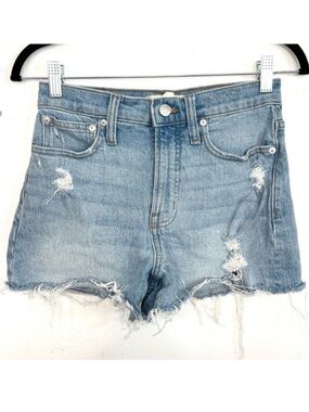 Madewell Light Blue Distressed Denim Cutoff Shorts 25